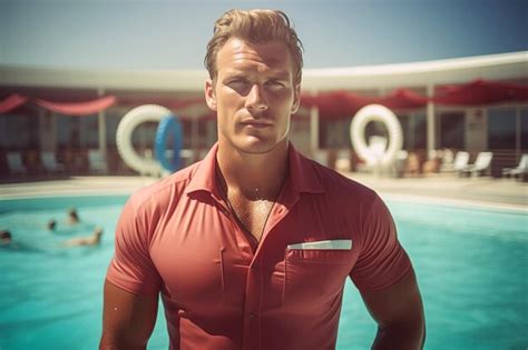 Premium Photo Male Lifeguard At The Beach And Pool