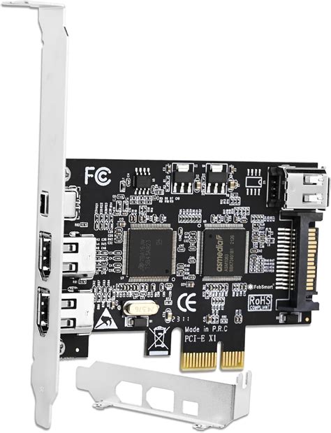 FebSmart Tarjeta de expansión PCIE Firewire 400 1394A de 4 puertos