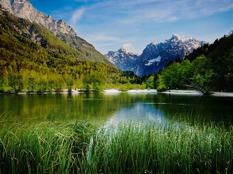 Wallpaper Slovenia Lake Jasna Nature Mountains landscape photography