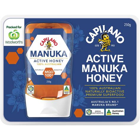 Capilano 100 Pure Australian Honey Active Manuka Mgo100 Squeeze 250g Woolworths