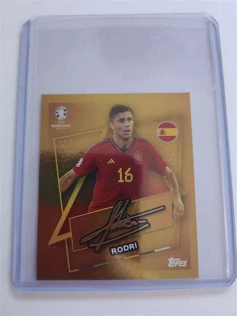 Topps Uefa Euro Germany Signed Rodri Gold Star Player Sticker