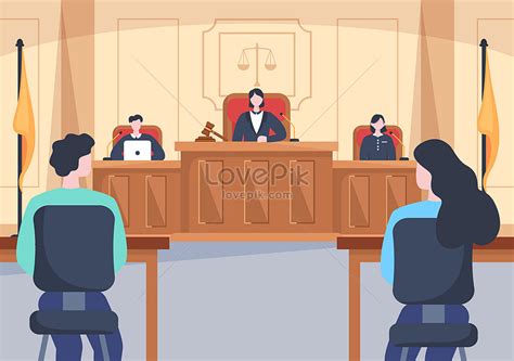 Tribunal Con Ilustración De Leyes Y Justicia Psd Ilustraciones