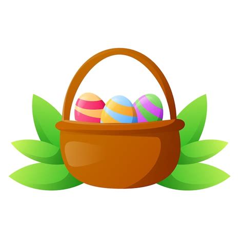 Premium Vector Easter Eggs In A Basket