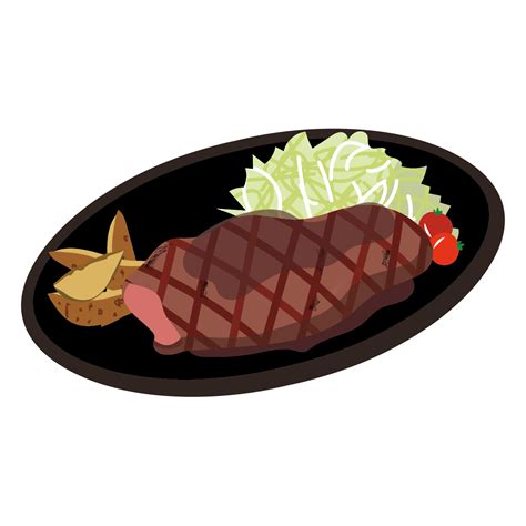 ジューシーで美味しそうなステーキのイラスト！【お肉・牛肉】 商用フリー無料のイラスト素材なら「イラストマンション」