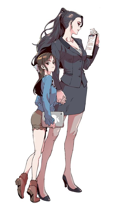 Safebooru 2girls Black Footwear Black Hair Black Jacket Black Skirt Blue Sweater Bow Breasts