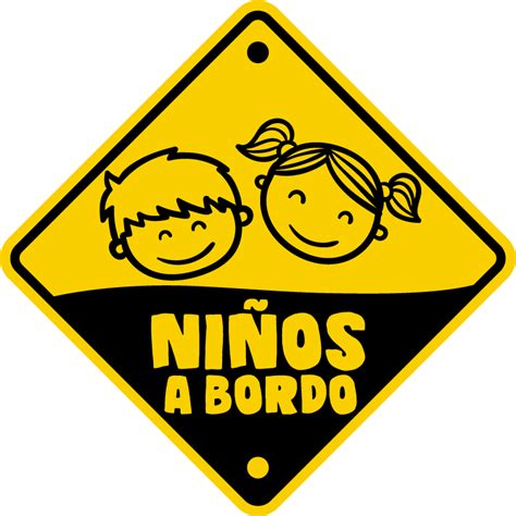 Vinilo para coche niños a bordo amarillo TenVinilo