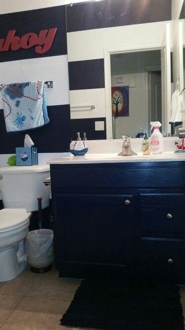 Red White Blue Pirate Bathroom Navel Cabinets From Oak To Blue