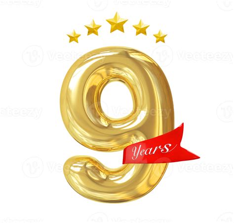 9 Años Aniversario Dorado 11288277 Png