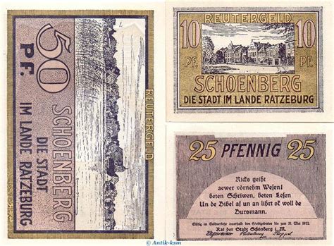 Notgeld DE 3 Scheine kpl Schönberg Reutergeld Set mit 3 Scheinen in