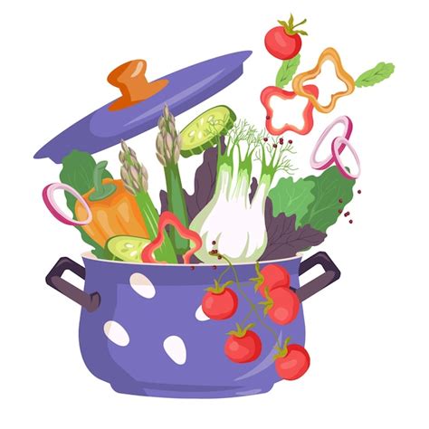 Verduras Frescas En Olla De Cocina Ilustraci N Vectorial De Dibujos