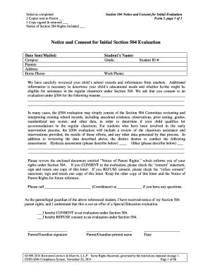 Fillable Online Parent Consent For Evaluation Form Fax Email Print