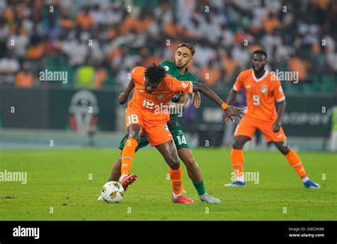 January 13 2024: Ibrahim Sangare (Ivory Coast) controls the ball during ...