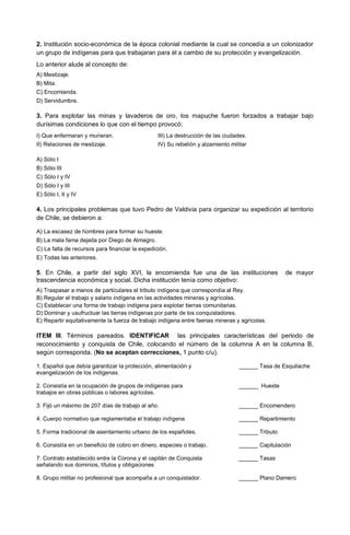 Prueba Historia Medio Unidad Legado Colonial Pdf