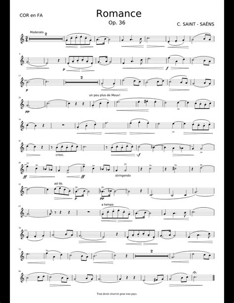 Romance Op36 By Camille Saint Saëns For Natural Horn Sheet Music Download Free In Pdf Or Midi