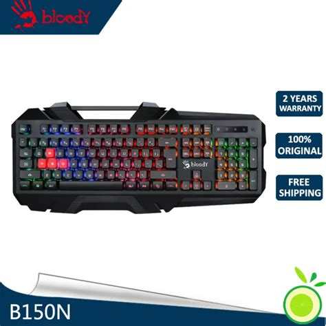 A4Tech Bloody B150N competitive anti-shock gaming keyboard RGB backlit waterproof mechanical ...