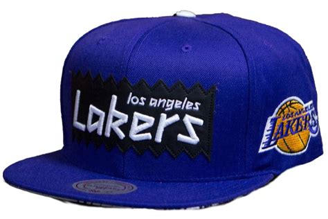 Mitchell And Ness Los Angeles Lakers Sta3 Wool Snapback Cap Purple Ss22