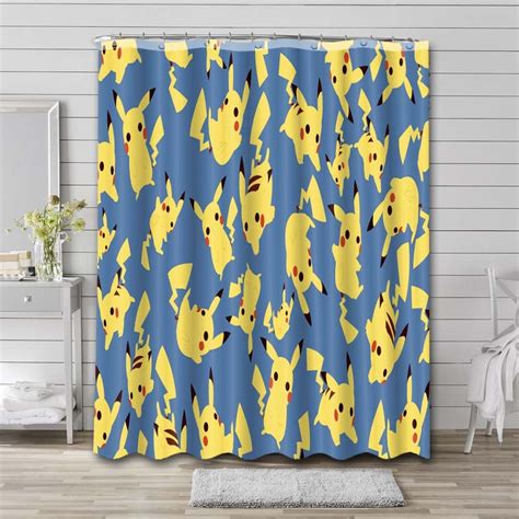 Pokemon Pikachu Pattern Shower Curtain Bathroom Decoration