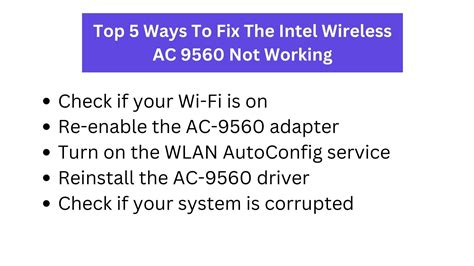 Easy Ways To Fix The Intel Wireless AC 9560 Not Working Error