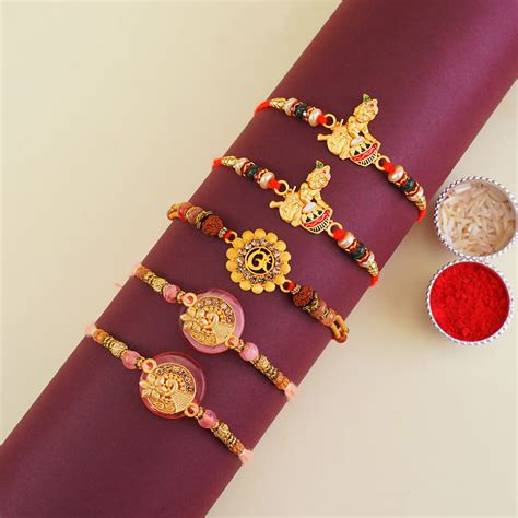 Send Set Of Five Stunning Rakhis Online