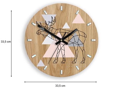 Large Wall Clock In Scandinavian Style Geometric Moose 33 Cm 1319