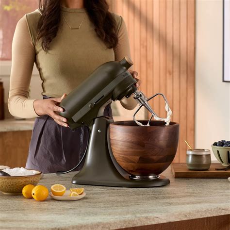 Kitchenaid Design Series Mixer In Evergreen Walnut Wood Bowl