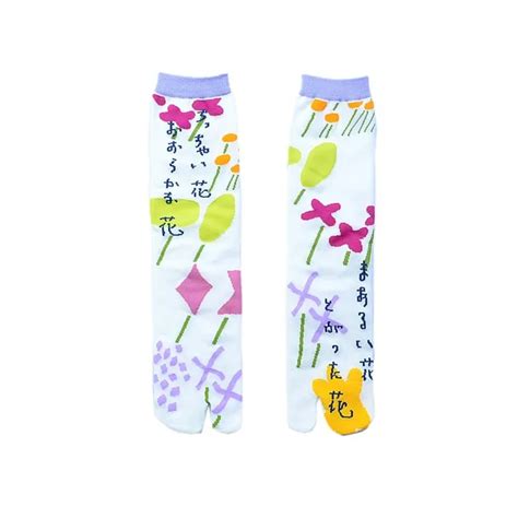 Women Cute Cartoon Cotton Two Toe Socks Japanese Style Jacquard Split