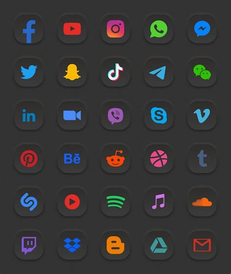 Conjunto De Iconos De Web D Moderno De Redes Sociales Vector Premium