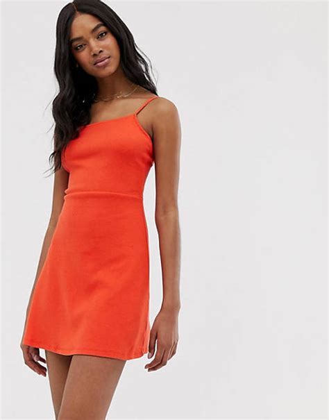 Asos Design Mini Square Neck Sundress In Rib Asos