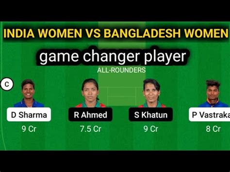 IND W VS BAN W DREAM TEAM STATS ANYLALIS ASIA CUP YouTube