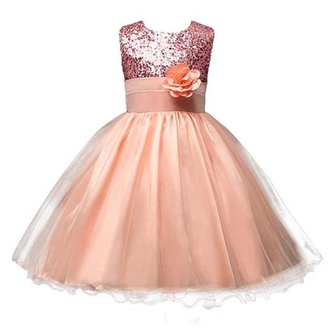 Robe De Soir E Enfant Fille Princesse C R Monie Rose Orange Cdiscount