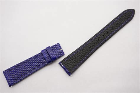 20mm 16mm Cobalt Blue Genuine Lizard Skin Leather Watch Strap With