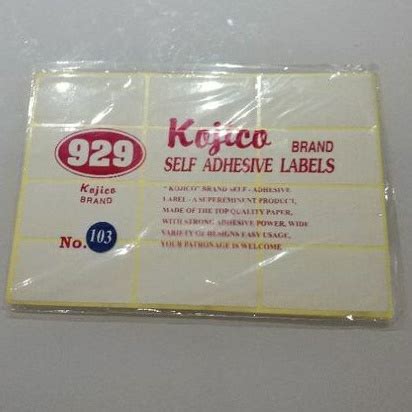 Jual Tempelan Label No 103 Kojico 929 Self Adhesive Labels Label