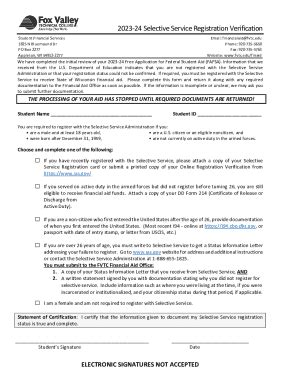 Fillable Online Selective Service Registration Verification Fax