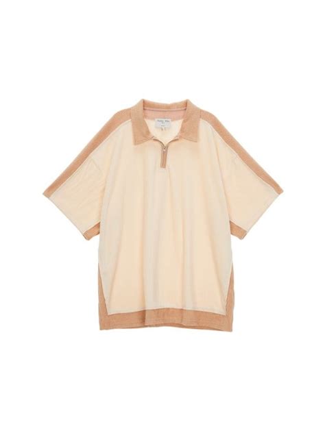 MUSINSA MATIN KIM COLOR BLOCK PIQUE TOP IN IVORY