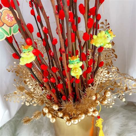 CNY CHINESE NEW YEAR PUSSY WILLOWS Hobbies Toys Stationery Craft Flowers