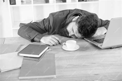 Premium Photo Energy And Tiredness Boss Fell Asleep On Table Man