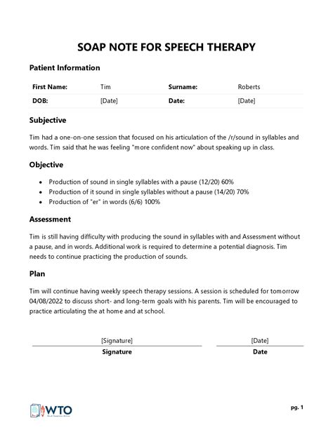 Soap Notes For Speech Therapy With Examples