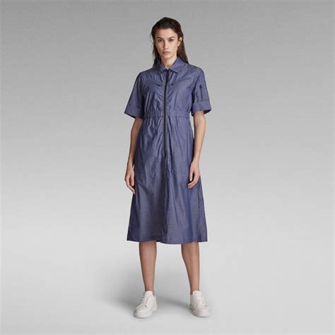 Flightsuit Holiday Dress Women Medium Blue G Star Raw®