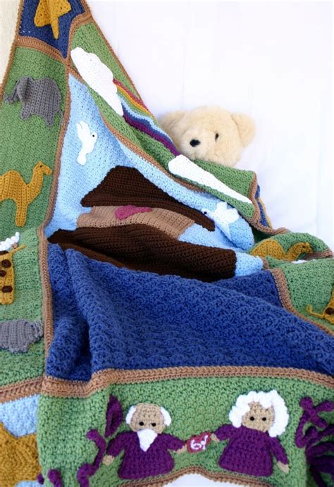 Crochet Afghan Noahs Ark Kid Blanket Nursery Accessory Etsy