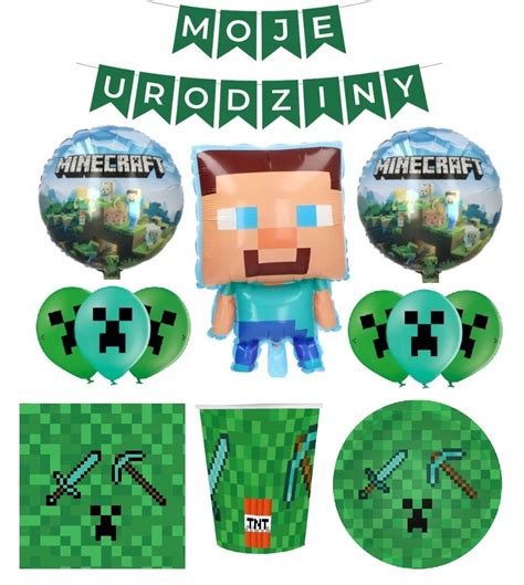 Zestaw Balony Piksele Minecraft Baner Talerzyki Allegro Pl