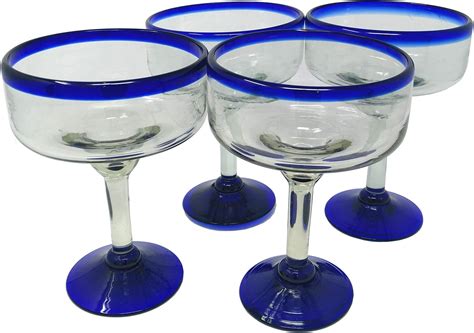 Dos Sueños Mexican Hand Blown Glass Set Of 4 Hand Blown Margarita Glasses