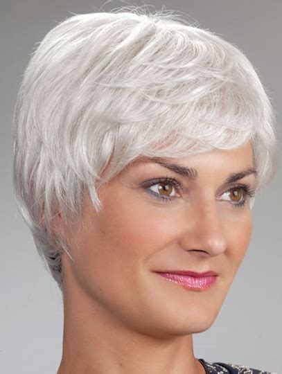 Short Monofilament Synthetic Straight Wigs For Elderly Lady