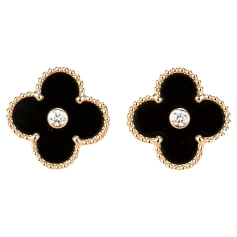 Van Cleef And Arpels Vintage Alhambra Limited Edition Onyx Diamond Gold