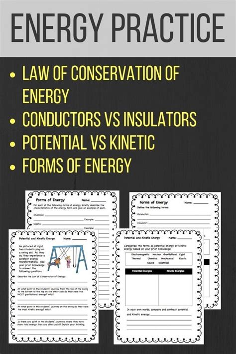 Potential Versus Kinetic Energy Worksheet E