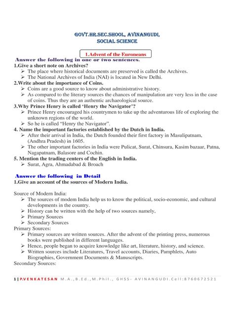 8th Social Science English Medium Complete Study Guide By Mr P