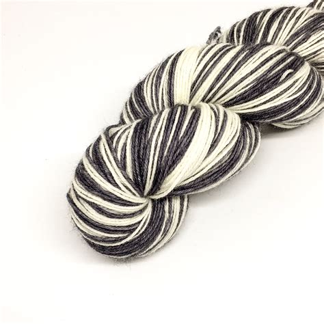 Monochrome stripy sock yarn, 100g self striping sparkly sock yarn, 4 ply hand dyed stripy yarn ...