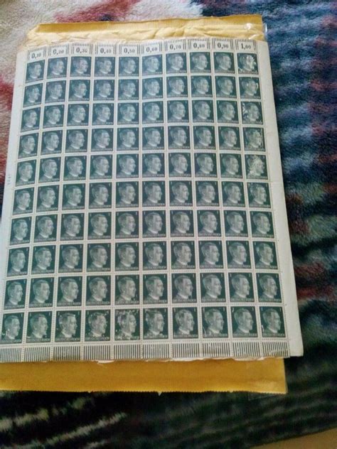 German Ww Adolf Hitler Full Sheet Pcs Deutsches Reich Germany