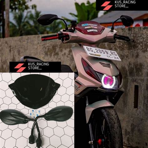 Jual Paket Variasi Visor Beat Karbu Plus Spion X Hitam Polos Shopee