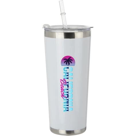 Full Color Stainless Vacuum Custom Tumbler W Straw 20 Oz EPromos