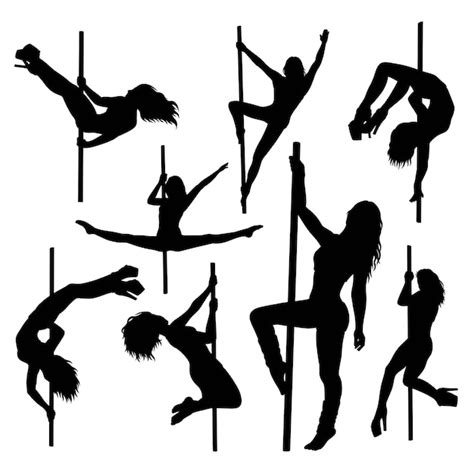 Silhueta De Pole Dancing Vetor Premium